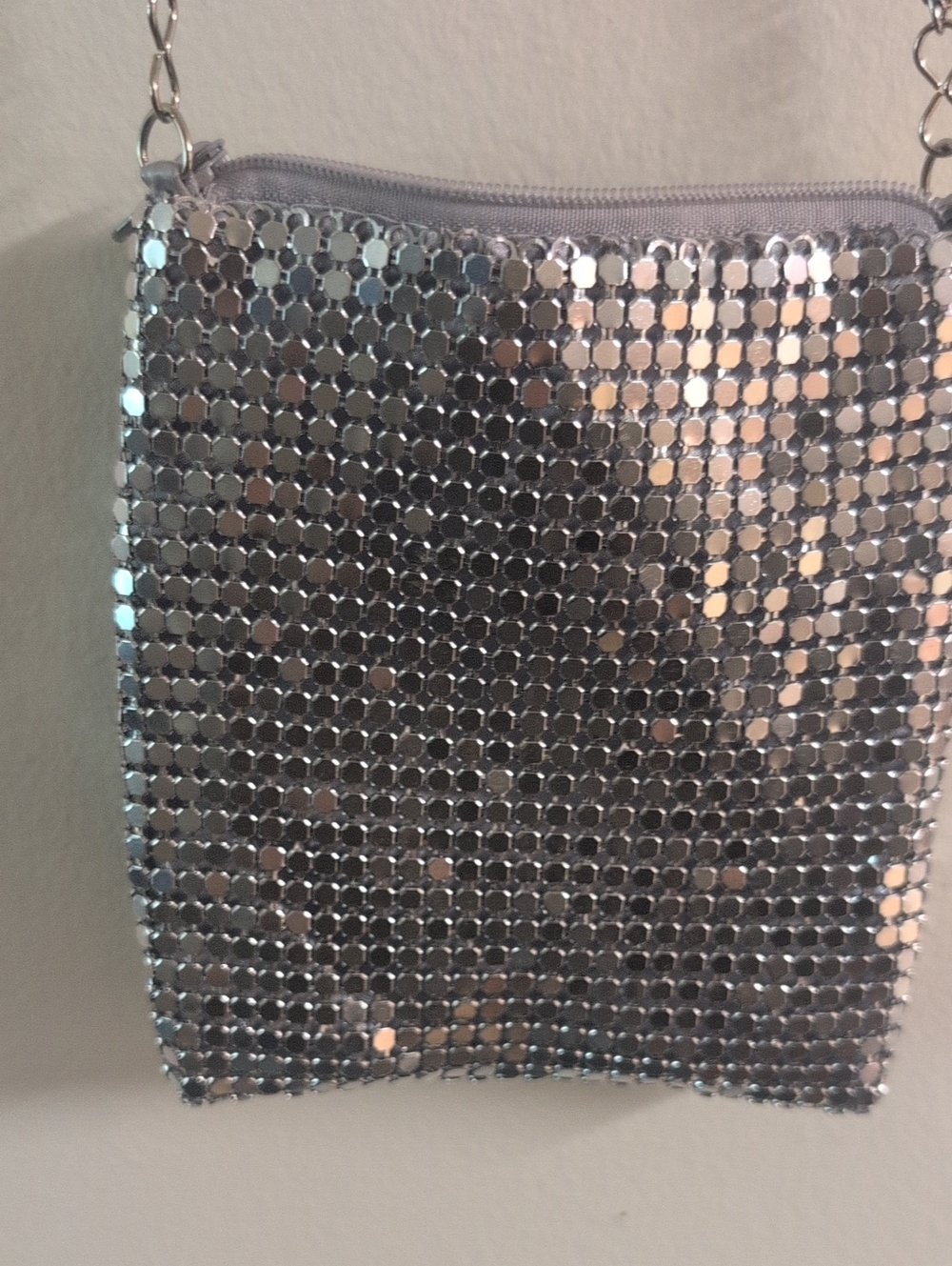 Source Unknown Silver Sequin Crossbody Bag